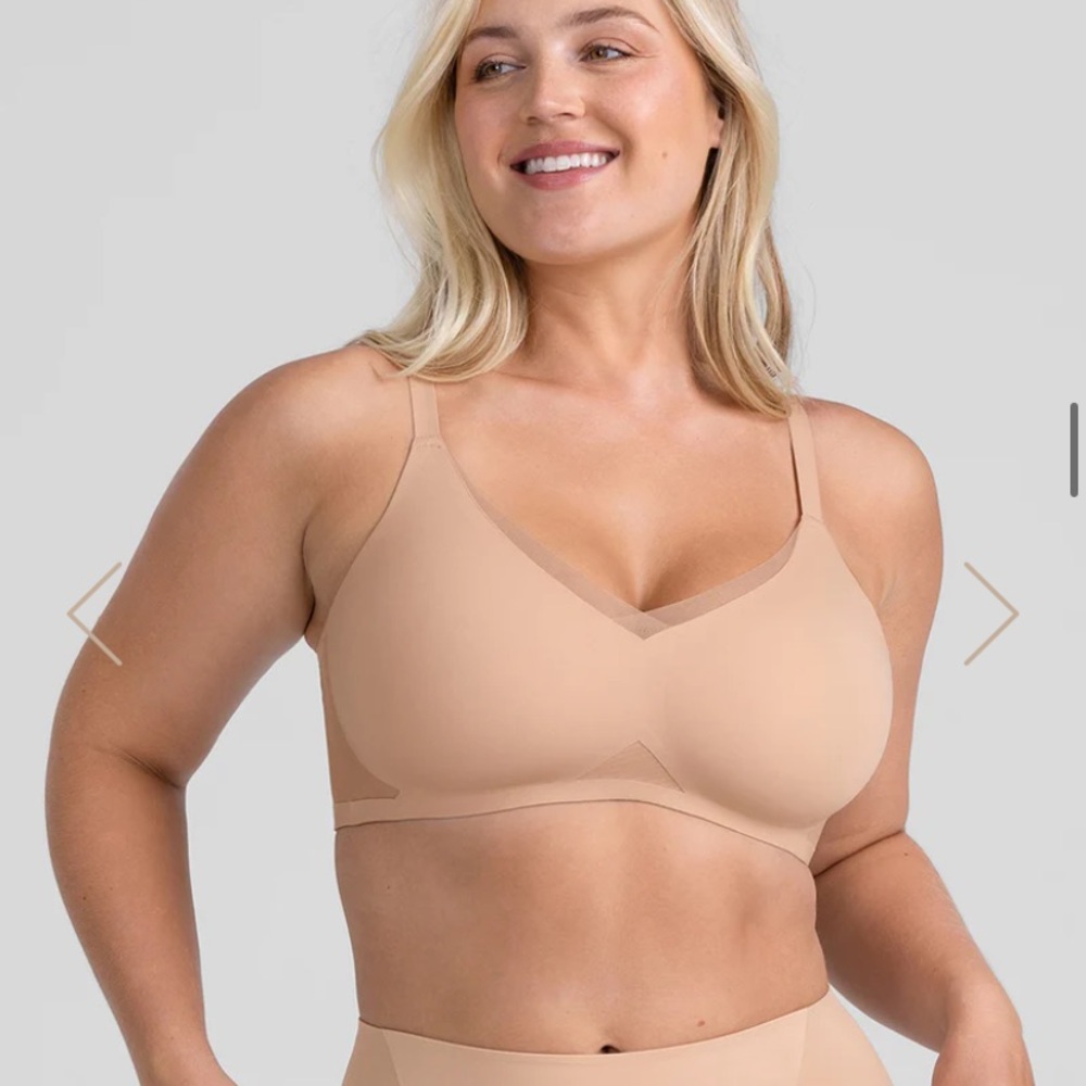 Honeylove Mesh Crossover Bra in Sand Size XL Wireless Supportive Nude Bralette